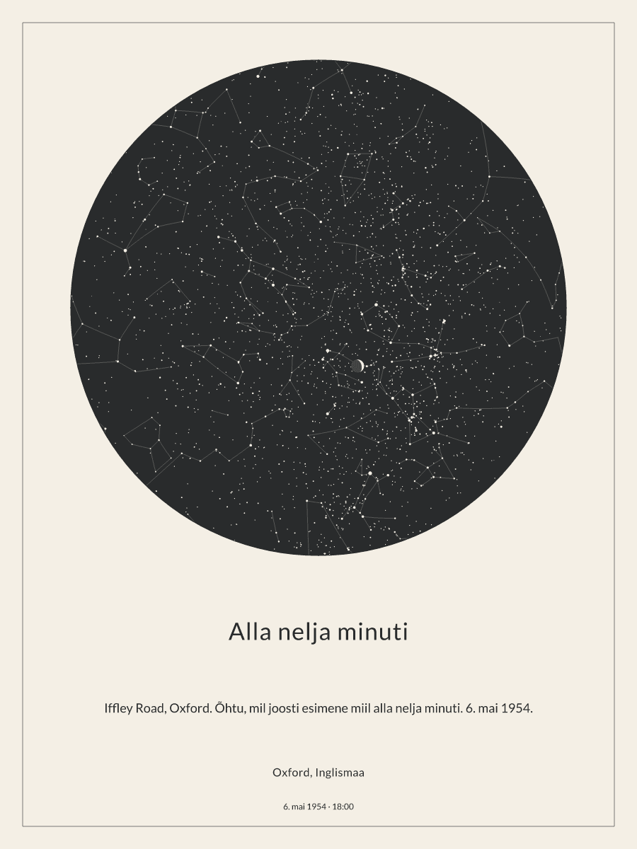 Öötaeva kaart: Oxford, Inglismaa, 6. mai 1954 kell 18:00