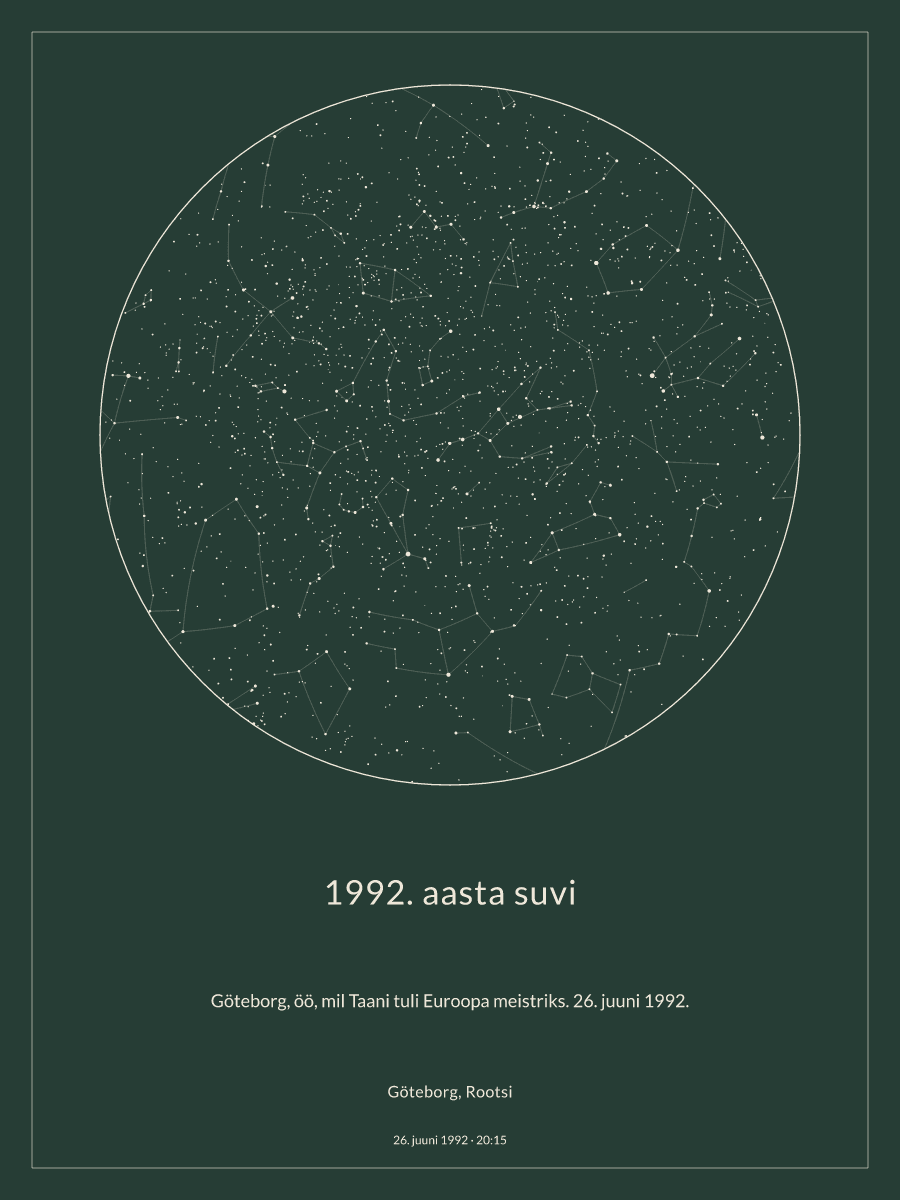 Öötaeva kaart: Göteborg, Rootsi, 26. juuni 1992 kell 20:15