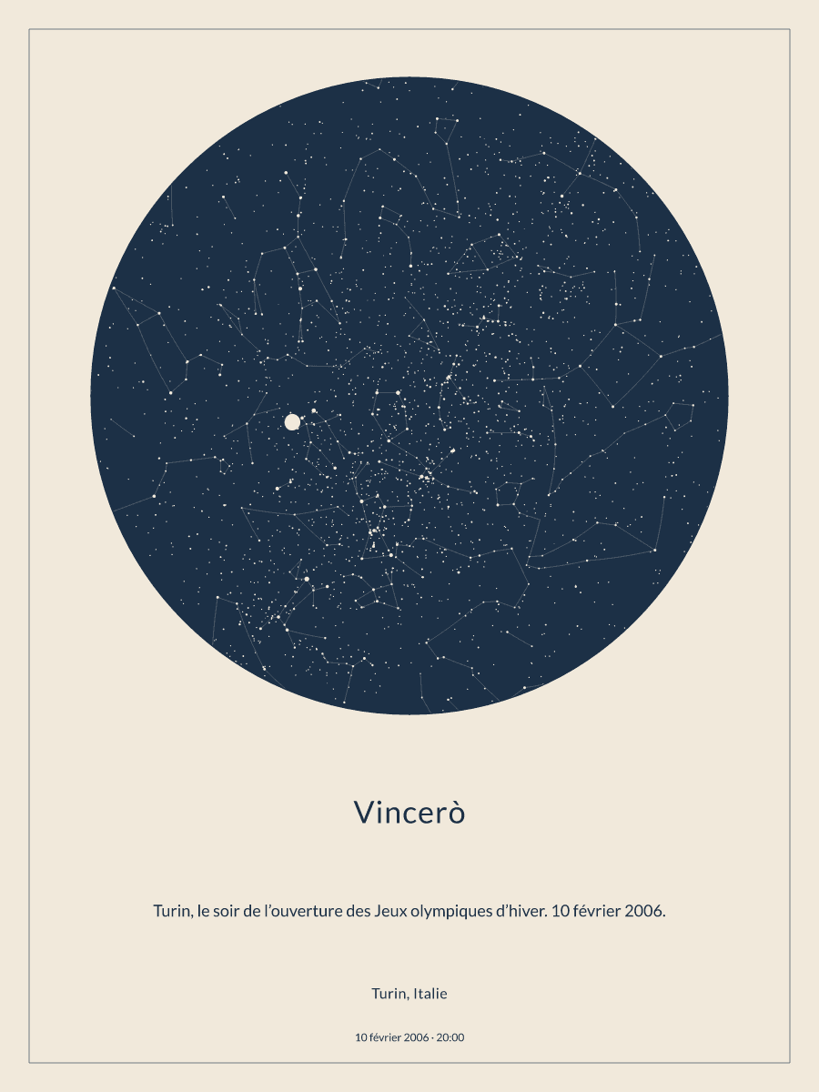 Carte du ciel nocturne : Turin, Italie, le 10 février 2006 à 20:00