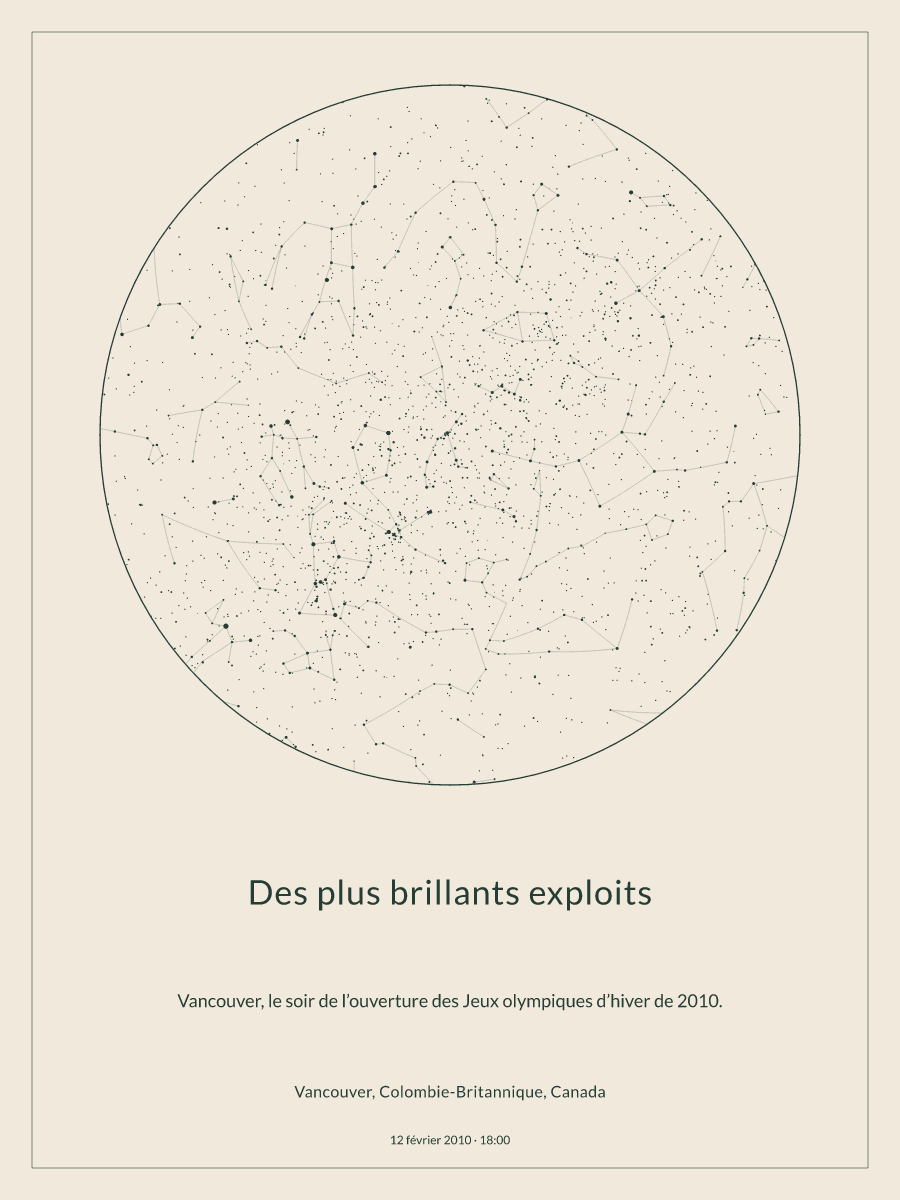 Carte du ciel nocturne : Vancouver, Colombie-Britannique, Canada, le 12 février 2010 à 18:00