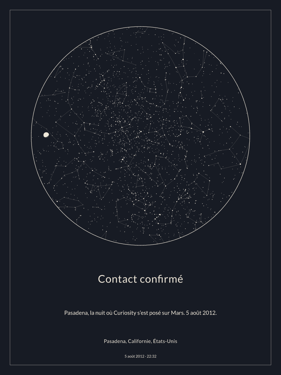 Carte du ciel nocturne : Pasadena, Californie, États-Unis, le 5 août 2012 à 22:32
