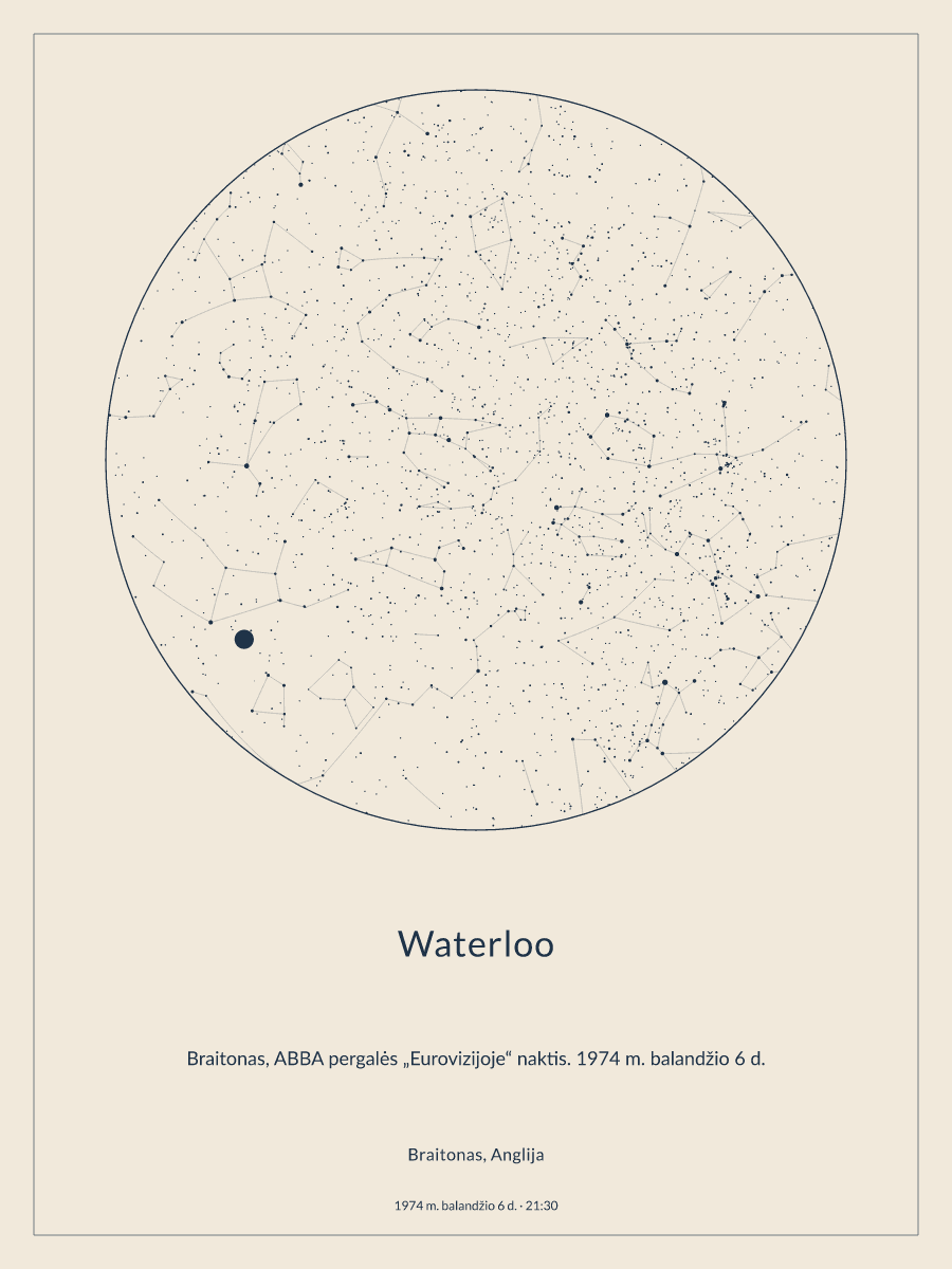 Nakties dangaus schema: Braitonas, Anglija, 1974 m. balandžio 6 d., 21:30