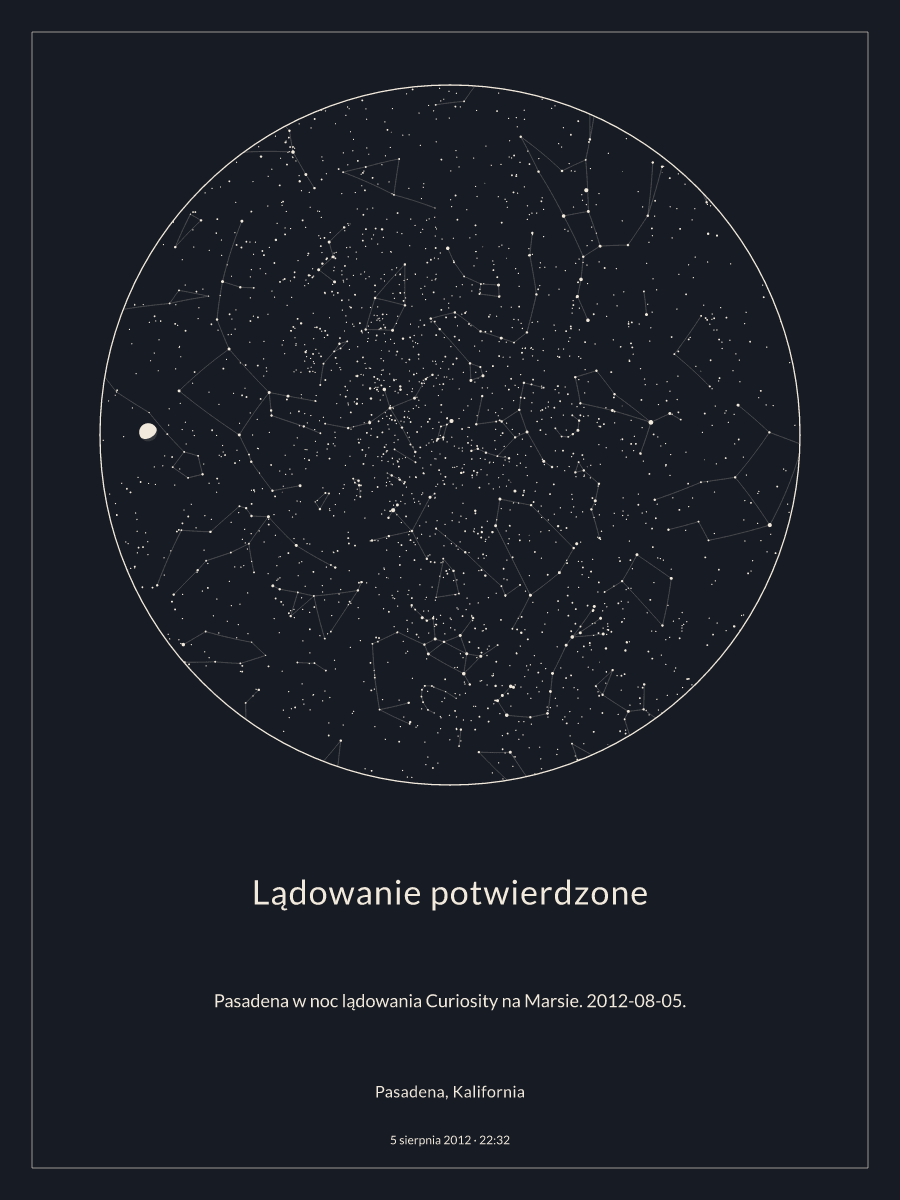 Pasadena, Kalifornia: mapa nocnego nieba, godz. 22:32, 5 sierpnia 2012