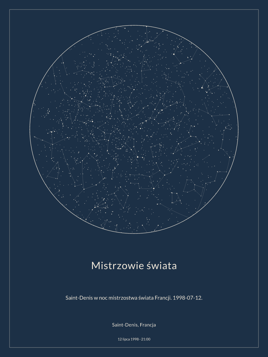 Saint-Denis, Francja: mapa nocnego nieba, godz. 21:00, 12 lipca 1998