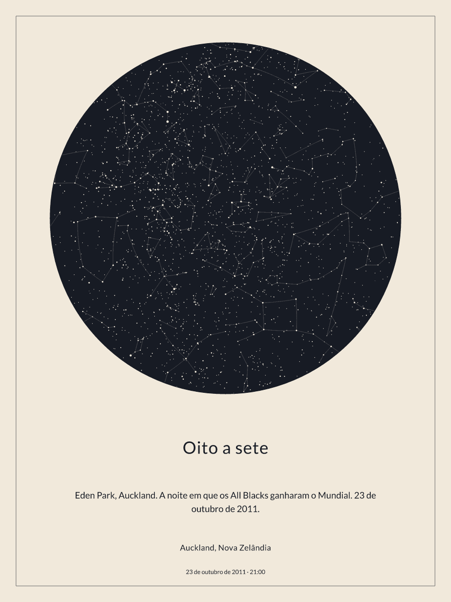 Mapa do céu noturno: Auckland, Nova Zelândia, 23 de outubro de 2011, 21:00