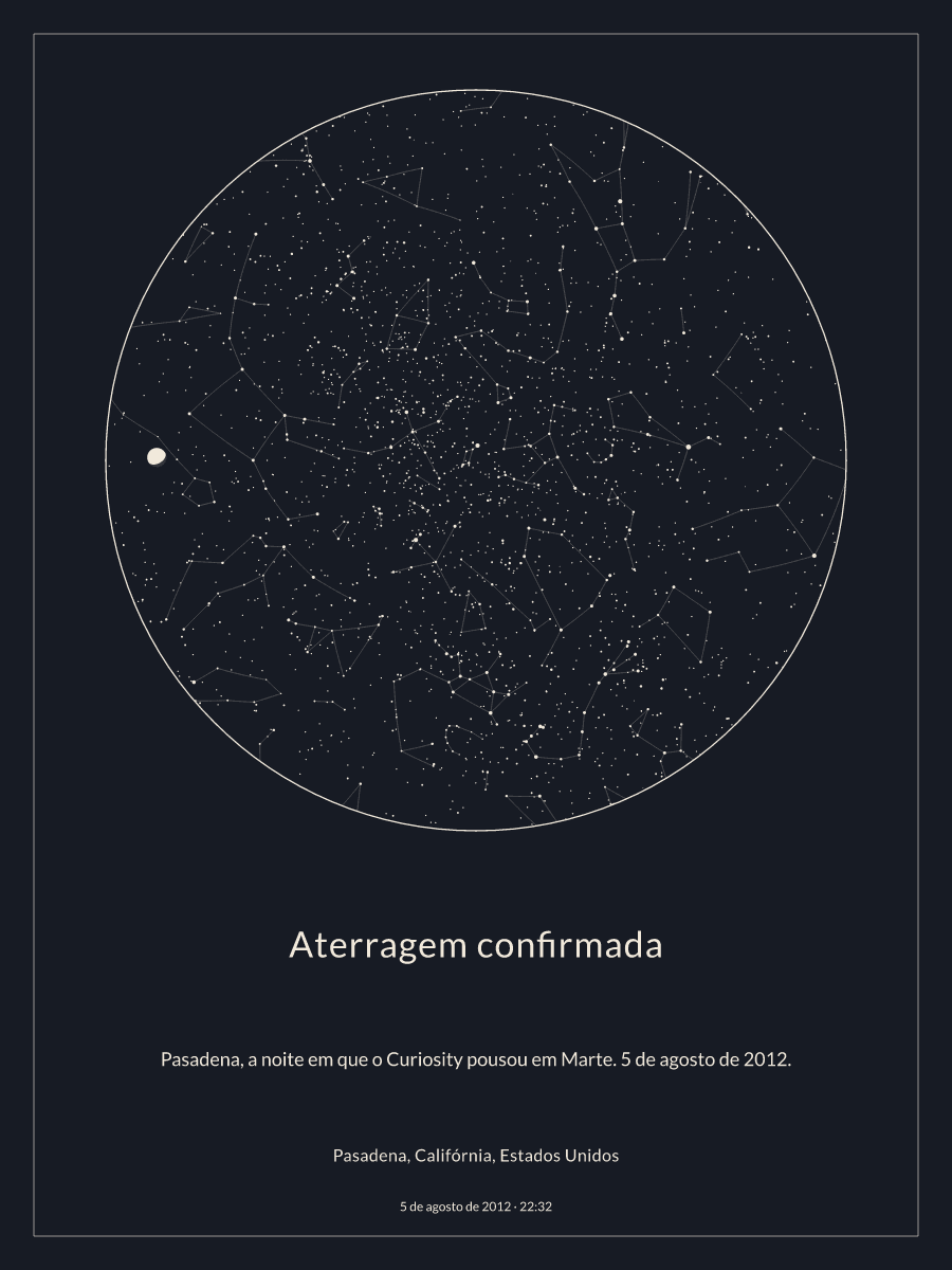 Mapa do céu noturno: Pasadena, Califórnia, Estados Unidos, 5 de agosto de 2012, 22:32