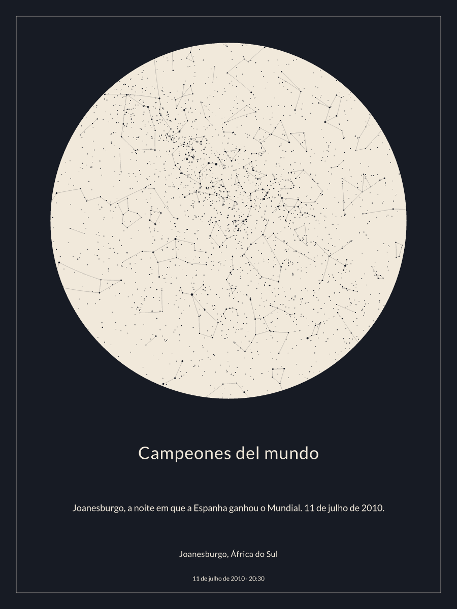 Mapa do céu noturno: Joanesburgo, África do Sul, 11 de julho de 2010, 20:30
