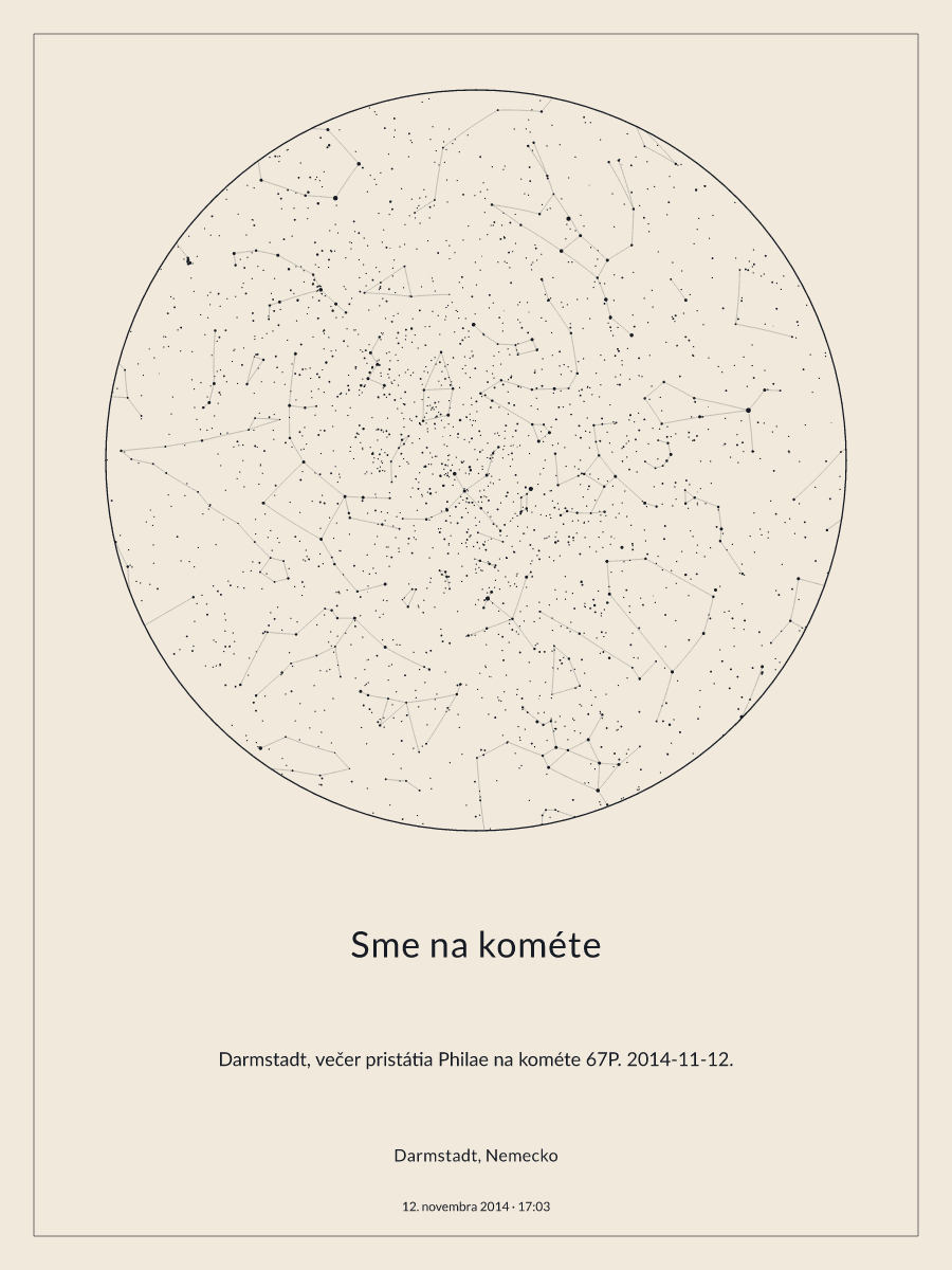 Darmstadt, Nemecko: mapa nočnej oblohy o 17:03 dňa 12. novembra 2014