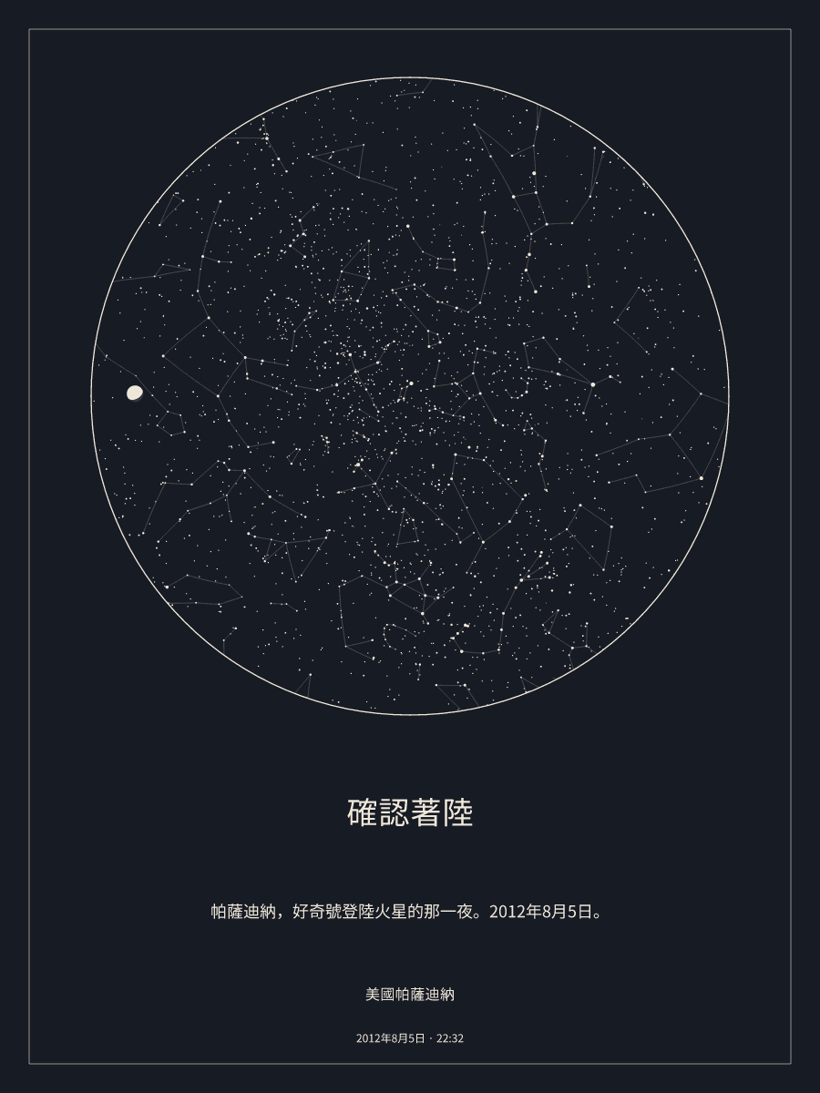2012年8月5日 下午10:32美國帕薩迪納上空的夜空星圖
