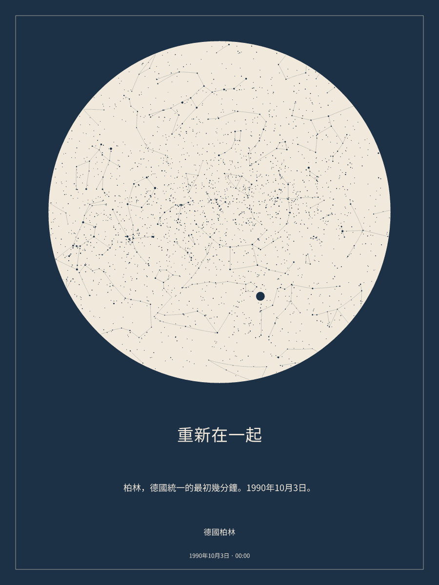 1990年10月3日 上午12:00德國柏林上空的夜空星圖