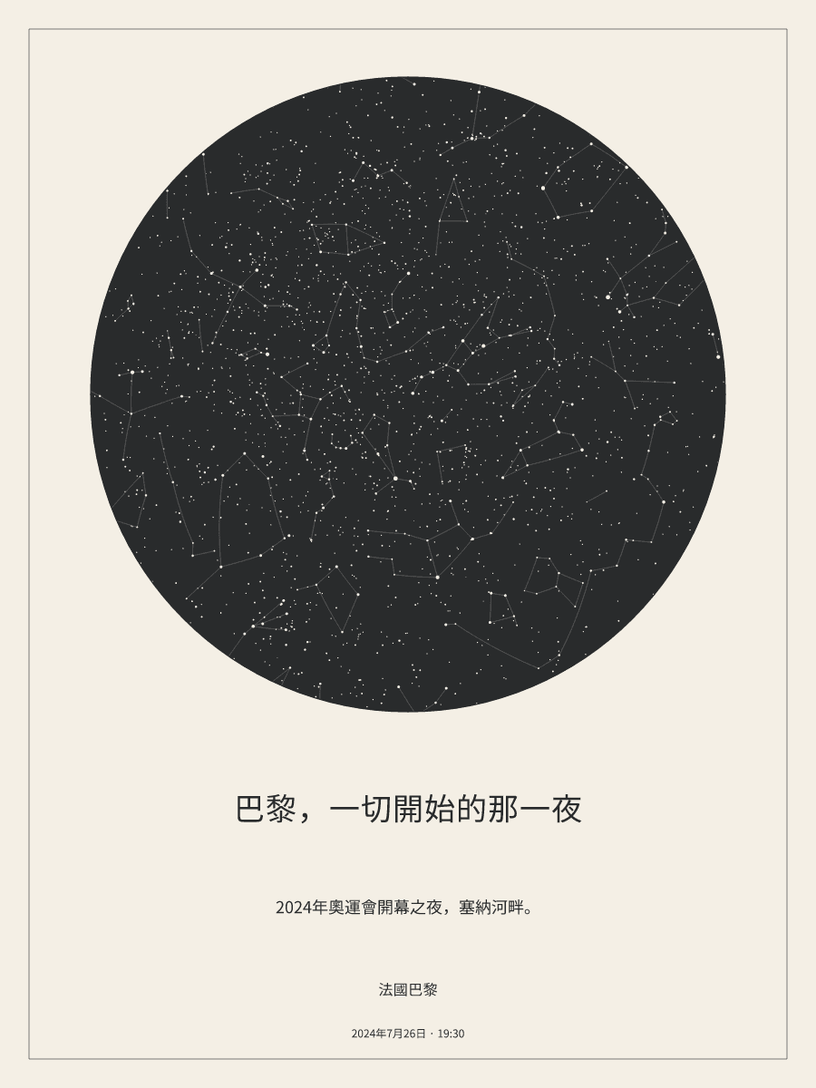 2024年7月26日 晚上7:30法國巴黎上空的夜空星圖