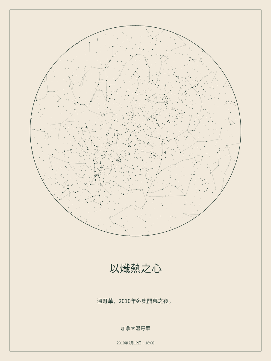 2010年2月12日 下午6:00加拿大溫哥華上空的夜空星圖