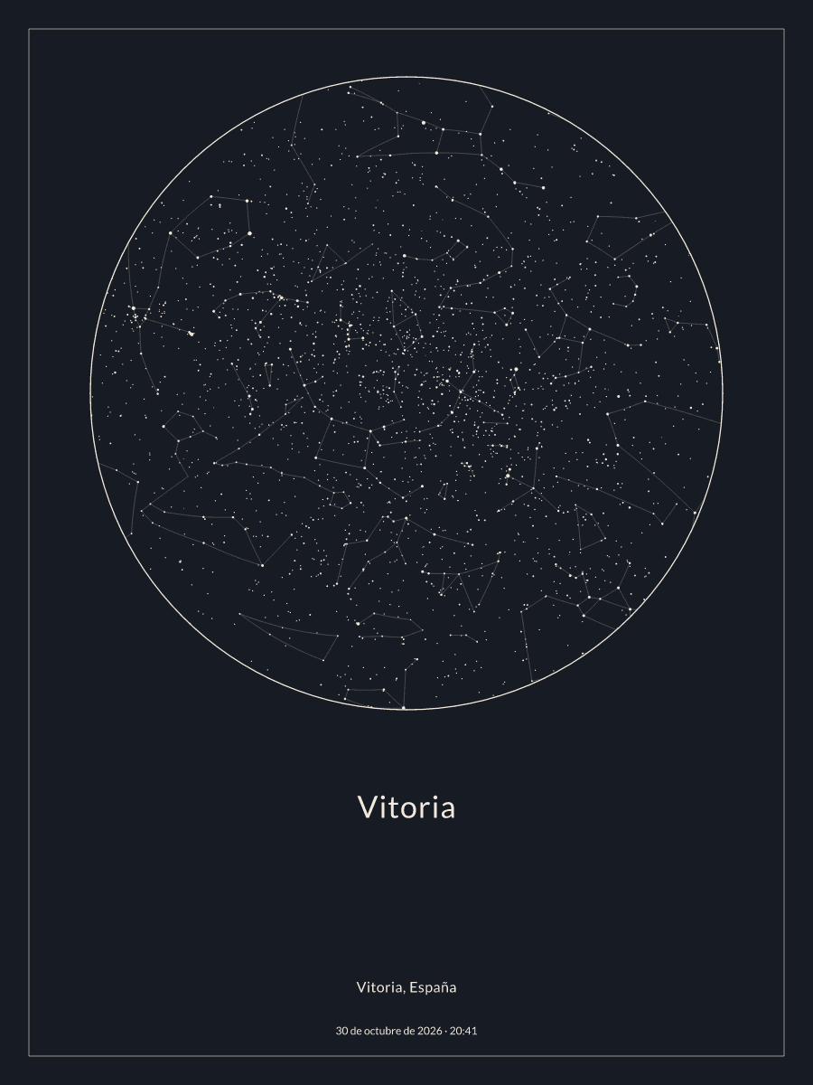 Mapa del cielo nocturno sobre Vitoria el 30 de octubre de 2026 a las 20:41