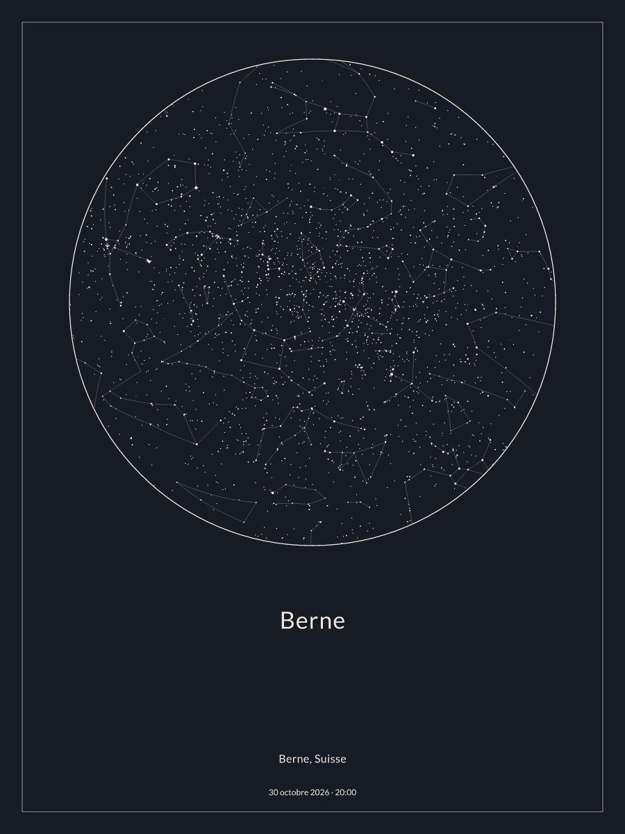 Carte du ciel nocturne depuis Berne, le 30 octobre 2026 à 20:00
