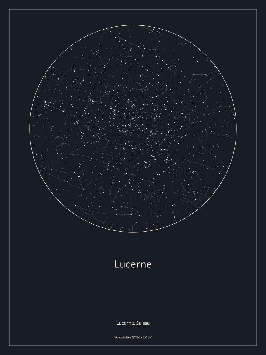 Carte du ciel nocturne depuis Lucerne, le 30 octobre 2026 à 19:57