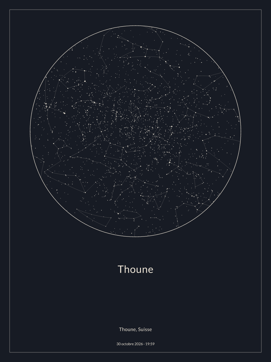 Carte du ciel nocturne depuis Thoune, le 30 octobre 2026 à 19:59