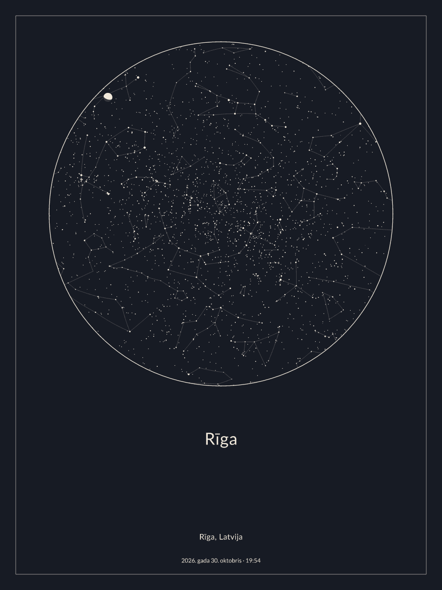 Nakts debesu karte virs vietas „Rīga“ izvēlētajā datumā (2026. gada 30. oktobris), plkst. 19:54