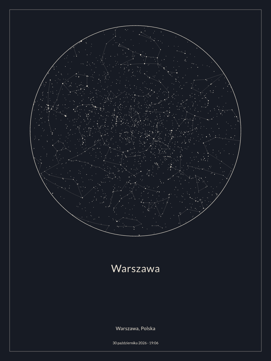 Warszawa: Mapa nocnego nieba, godz. 19:06, 30 października 2026