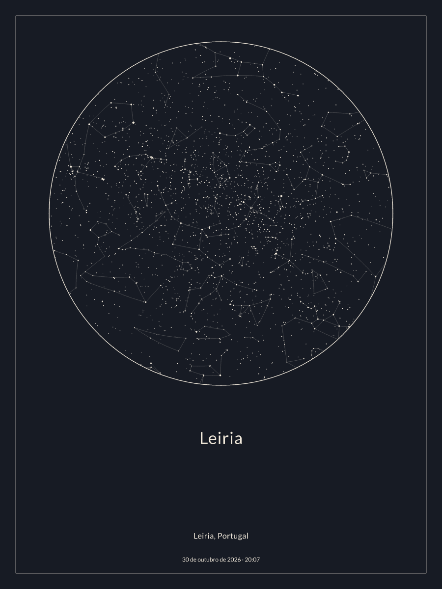 Mapa do céu noturno: Leiria, 30 de outubro de 2026, 20:07