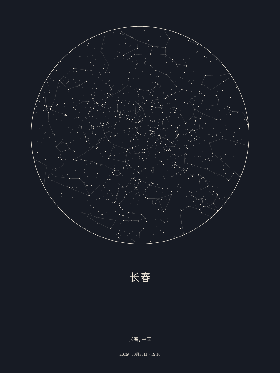 2026年10月30日 19:10长春上空的夜空星图