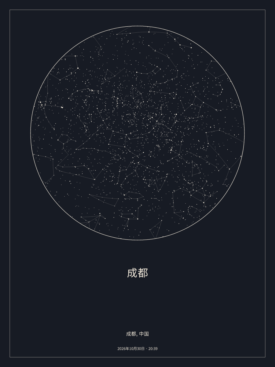 2026年10月30日 20:39成都上空的夜空星图