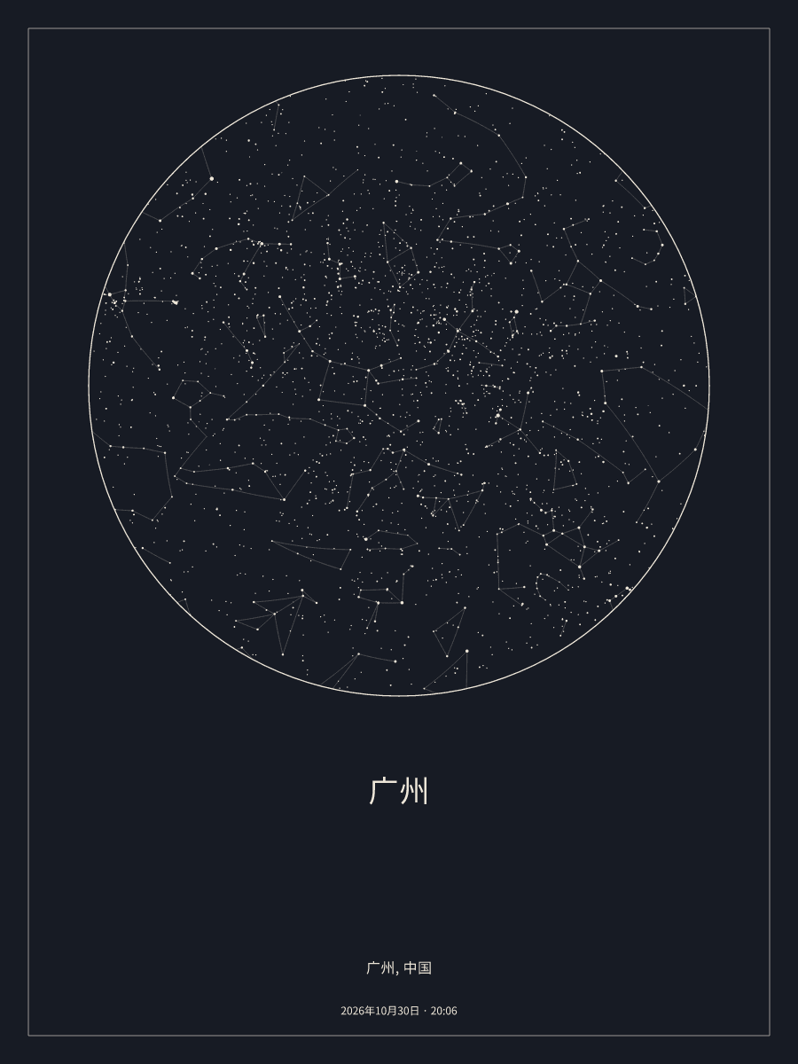 2026年10月30日 20:06广州上空的夜空星图