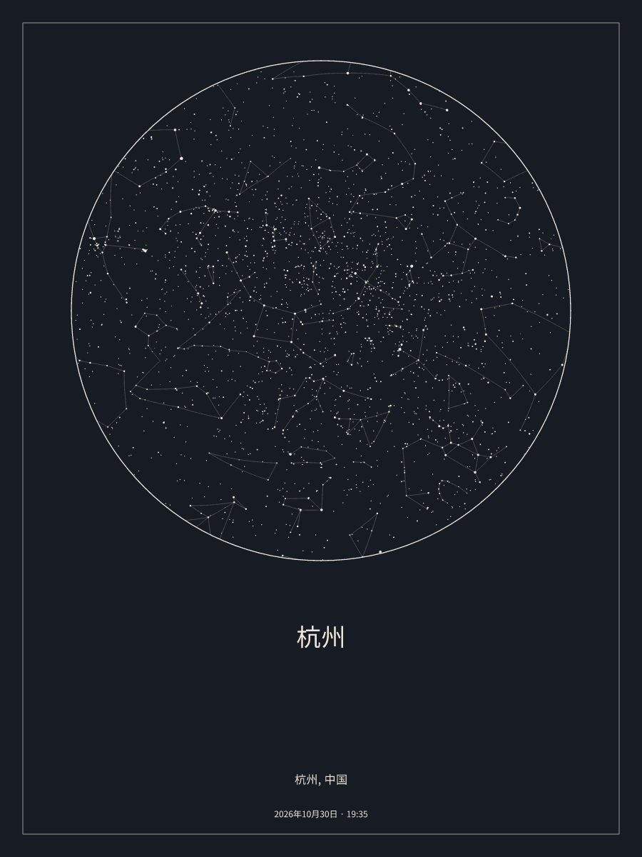 2026年10月30日 19:35杭州上空的夜空星图