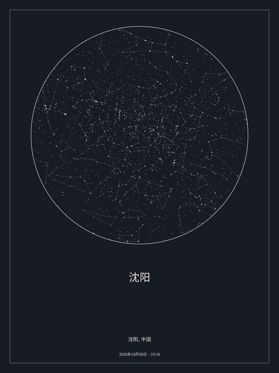 2026年10月30日 19:18沈阳上空的夜空星图