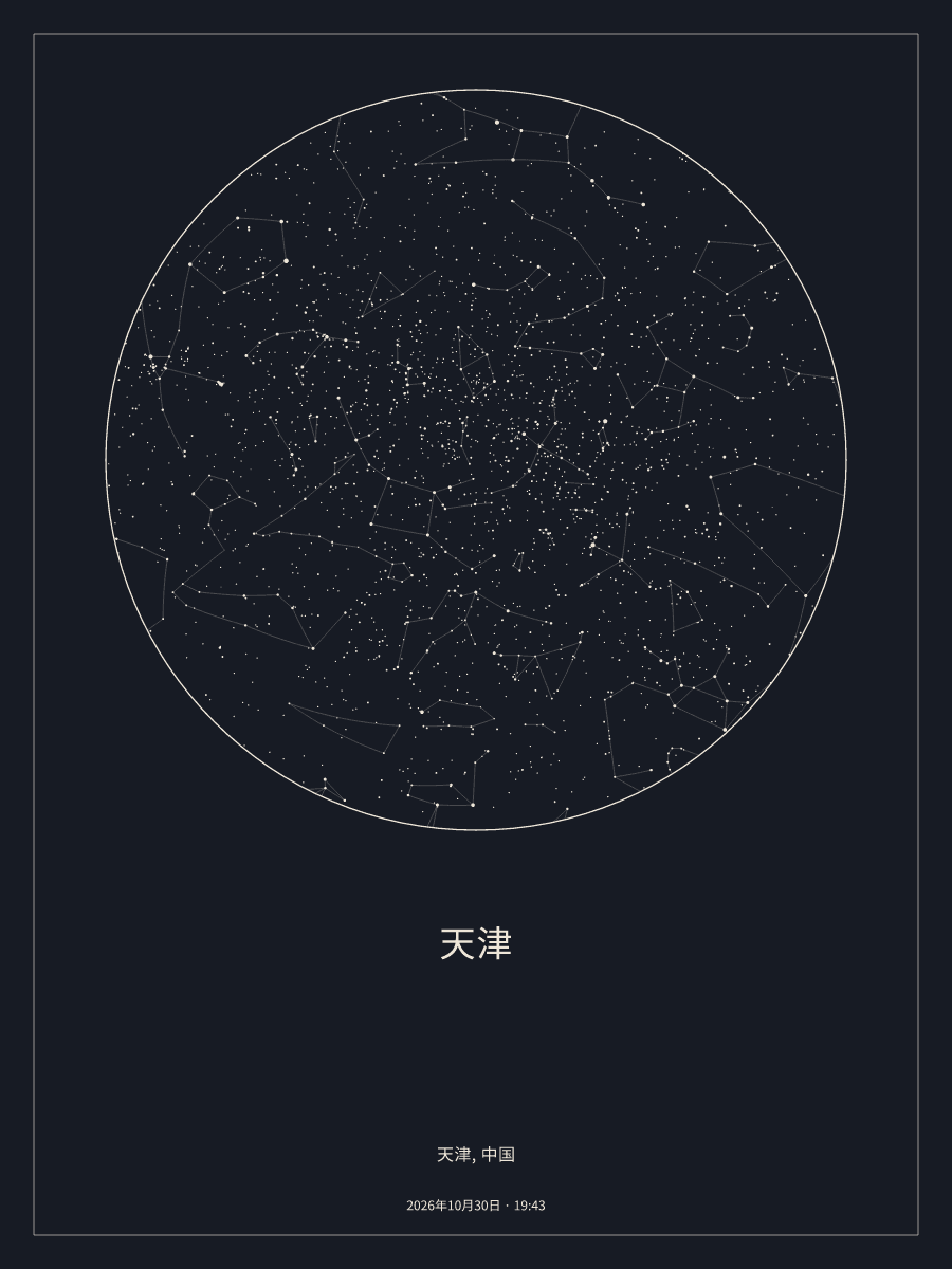 2026年10月30日 19:43天津上空的夜空星图