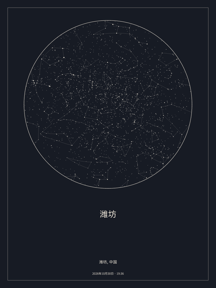 2026年10月30日 19:36潍坊上空的夜空星图