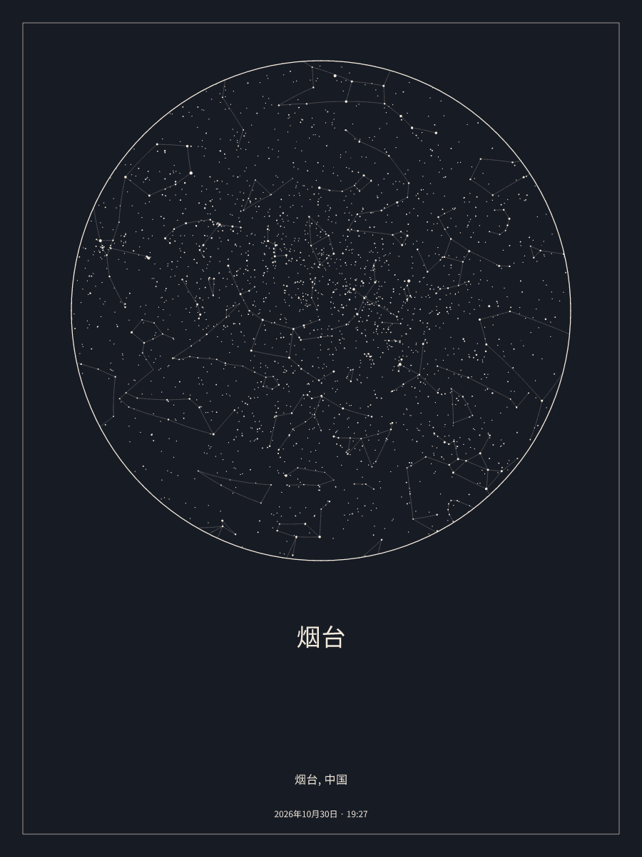 2026年10月30日 19:27烟台上空的夜空星图