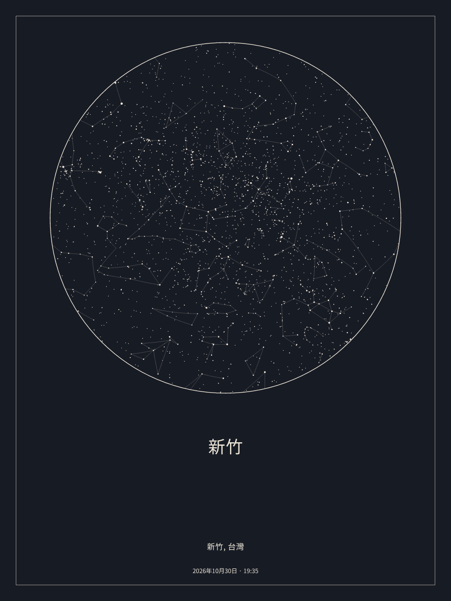2026年10月30日 晚上7:35新竹上空的夜空星圖