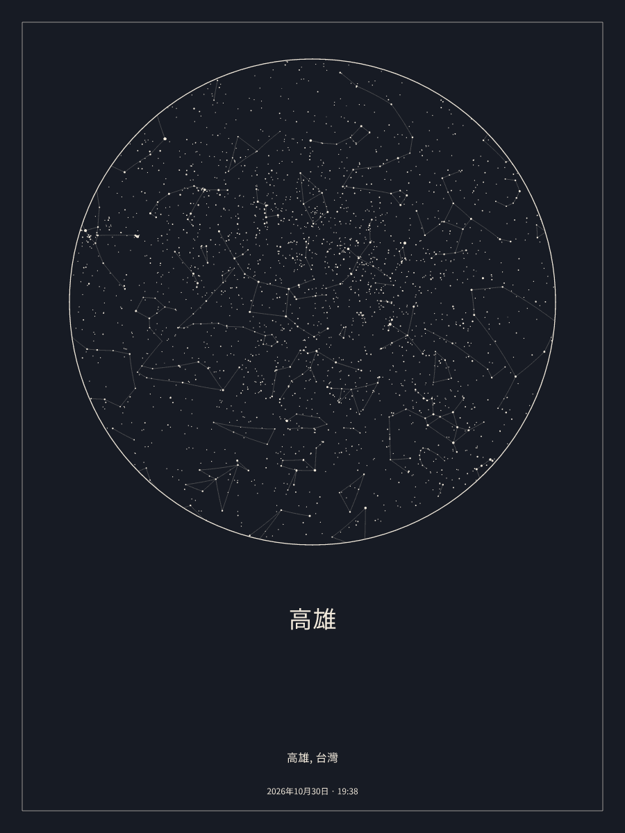 2026年10月30日 晚上7:38高雄上空的夜空星圖