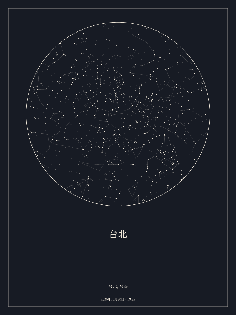 2026年10月30日 晚上7:32台北上空的夜空星圖