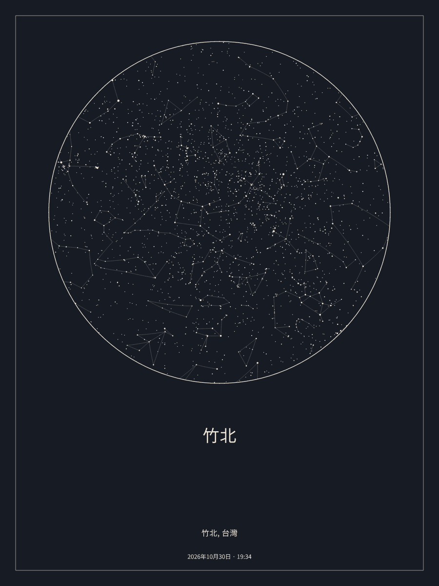 2026年10月30日 晚上7:34竹北上空的夜空星圖